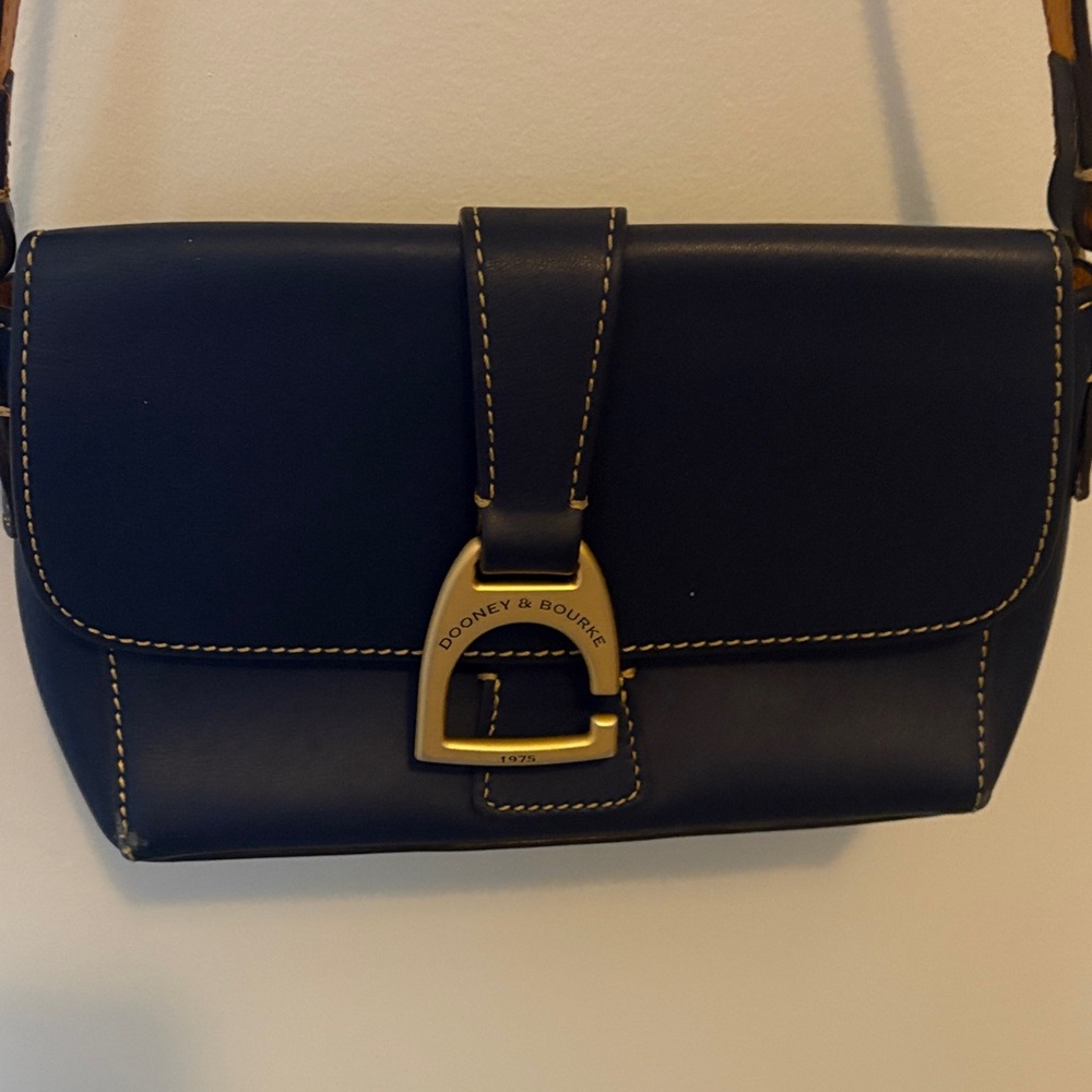 Dooney & Bourke Navy Crossbody Bag with Gold Accents